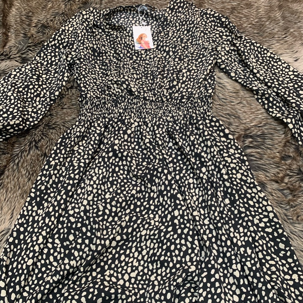 Elegant Black and White Polka Dot Dress